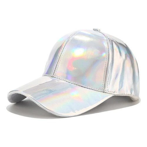 Adjustable Shiny Holographic Baseball Cap Rainbow Reflective Hip Hop Rave Hat. - Picture 29 of 31