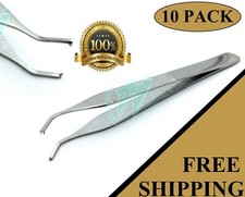 Pack of 10pcs Adson Kocher Rat tooth Forceps 4.75" 12cm 1X2TEETH Curved Angled