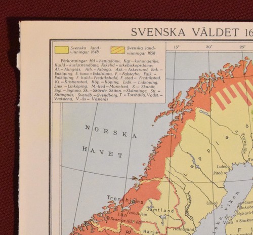 Carte de l'Empire suédois en 1660, plaque encyclopédie suédoise Svenska Väldet - Photo 9/12