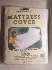 Better Home Fitted White Plastic Mattress Cover, Size Queen, New