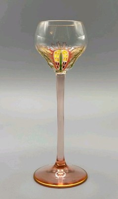 Theresienthal Meyr's Neffe Hand Painted Enamel Art Nouveau  Hock Wine Glass