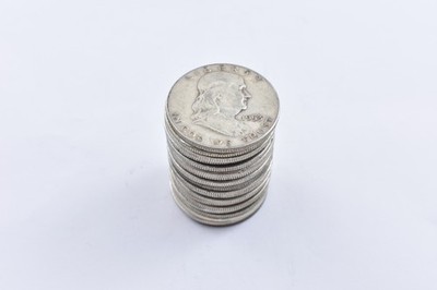 (20) 1948-1963 Franklin Half Dollar 90% Silver Roll $10 Face Lot