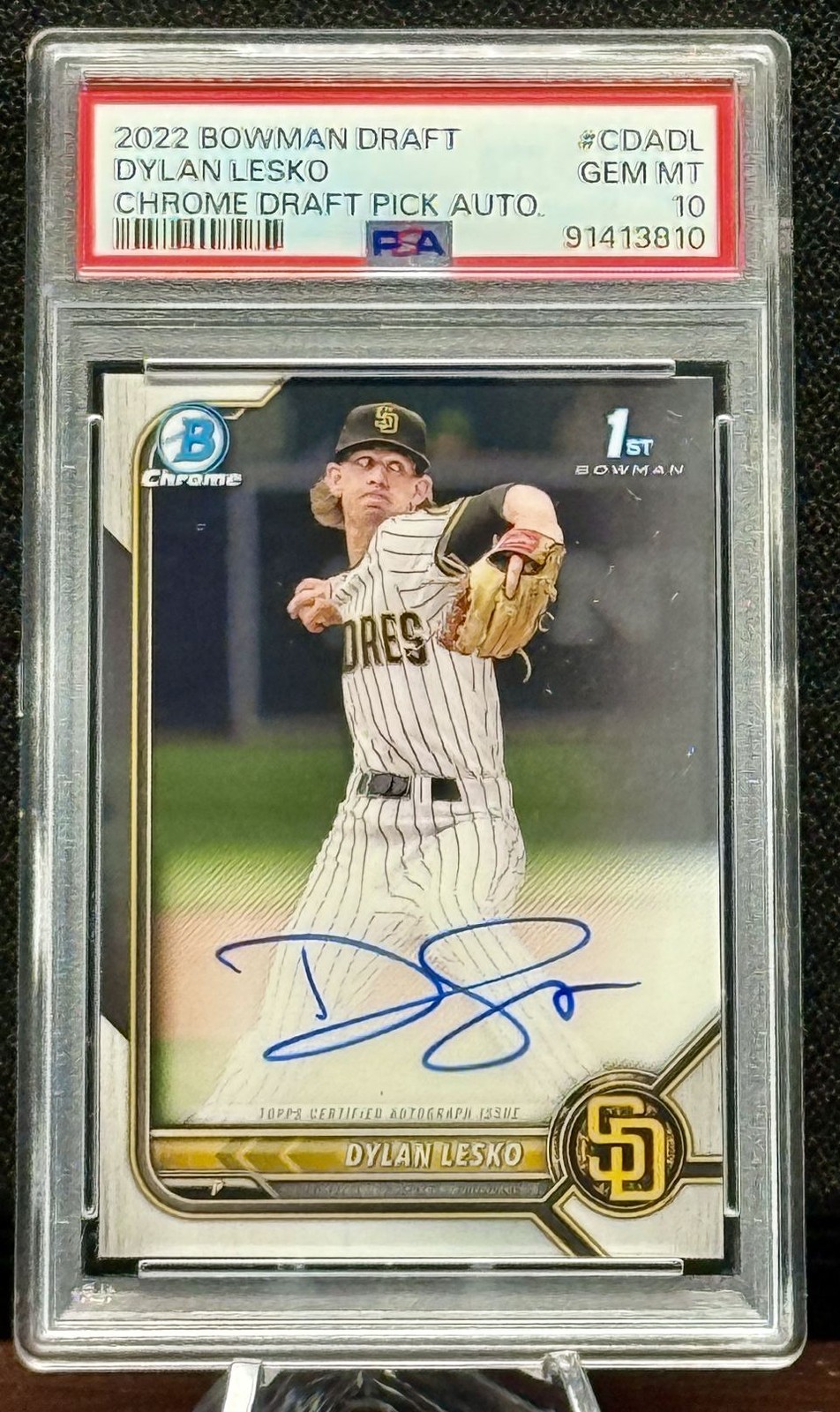 Dylan Lesko 2022 Bowman Chrome Rookie 1st RC Card Auto PSA 10 #CDA-DL San Diego