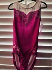 CHALK WARRIOR x OZONE Gymnastics Dance LEOTARD Adult Medium WHITE PURPLE ruched