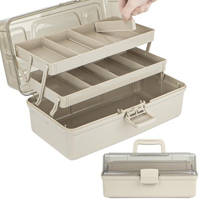 14in 3-Layer Multipurpose Craft Organizers and Storage with Adjustable Divide...