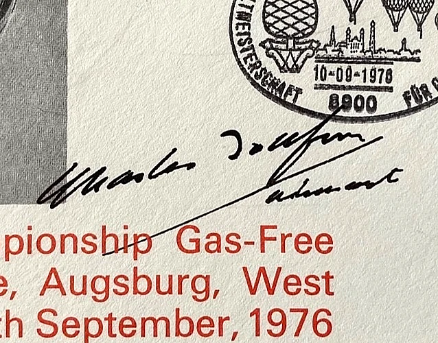 GAS BALLOON WORLD CHAMPIONSHIPS AUGSBURG 1976 AUTOGRAPHED FDC by CHARLES DOLLFUS - Image 2 of 3