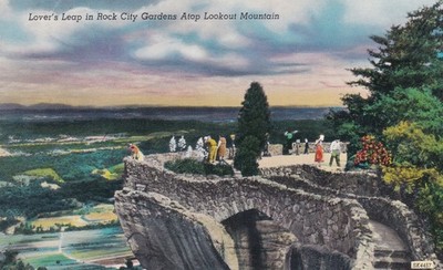 Lover's Leap Rock City Gardens Lookout Mountain Tennessee Postcard 1950's