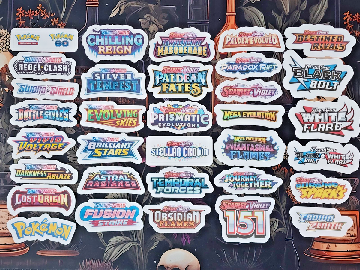 Pokémon TCG Binder Sticker Set Label Logos | Choose Your Set