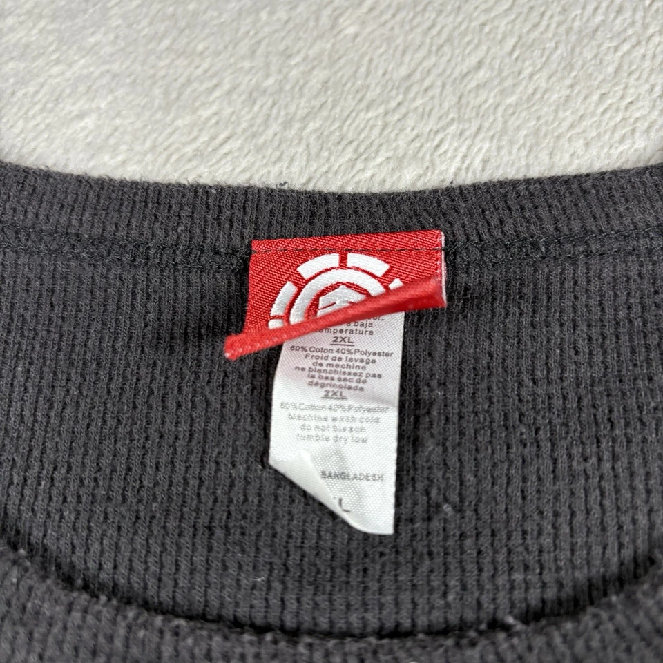 Grunge térmico manga larga tejido gofre negro vintage Y2k Element para hombre 2XL #2836 Foto 3 de 4