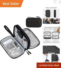 Portable Electronic Accessories Organizer - 8 Compartment Double-Layer Case