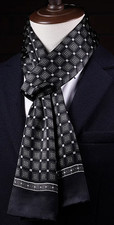 100 Silk men women Scarf neckerchief Wrap long plaids black gray white MY175-26