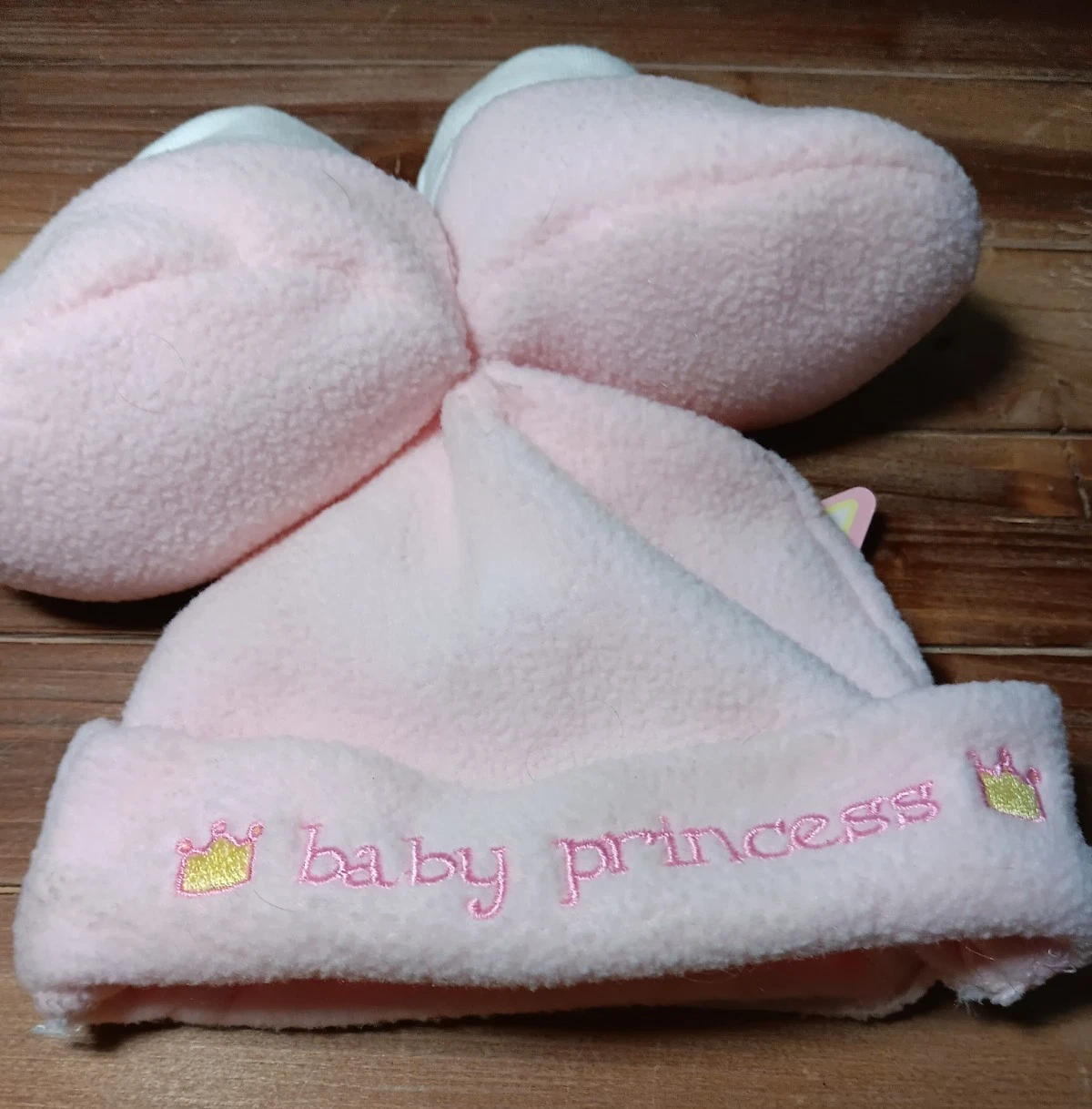 Baby Girl Hat & Booties Set Princess Cutie Pie Pink Embroidered New Gift