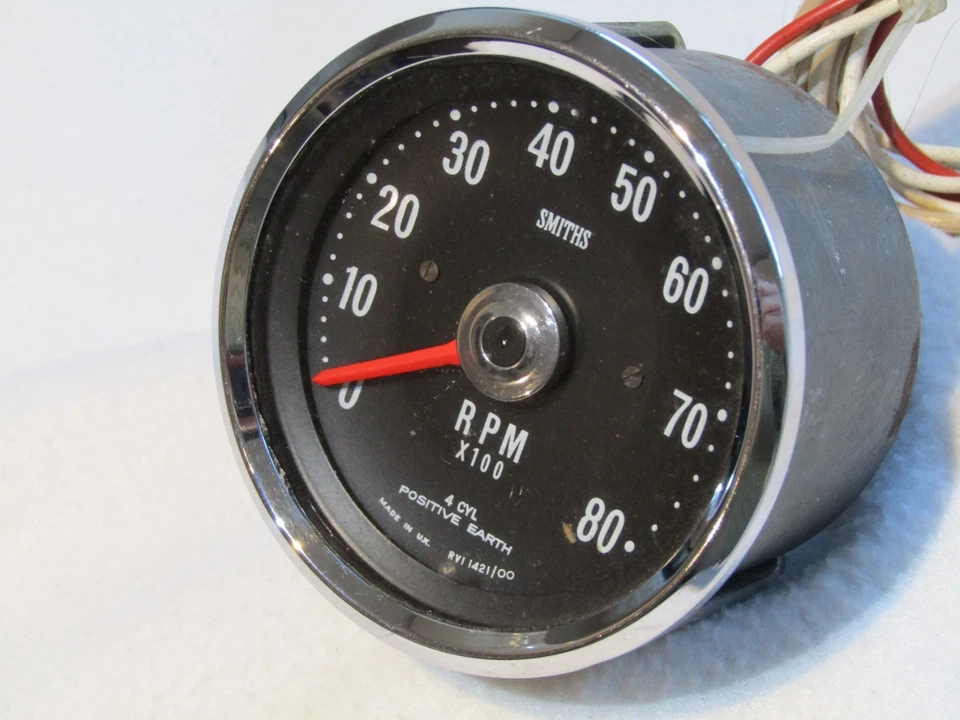 VINTAGE SMITHS 8000 RPM REV COUNTER RVI 1421/00 FITS HILLMAN IMP MINI MK1 FORD M - Image 2 of 4
