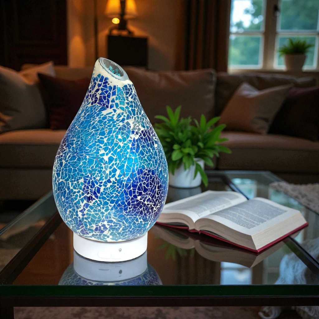 Ultrasonic Fragrance Diffuser LED Essential Scented Oil Aroma Lamp Azure Crackle