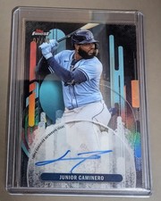 Junior Caminero 2025 Topps Finest Black Refractor Autograph /10 Tampa Bay Rays