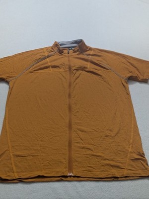 Ibex Short Sleeve Cycling Jersey Mens Large  Merino Wool Full Zip Yellow Bright 