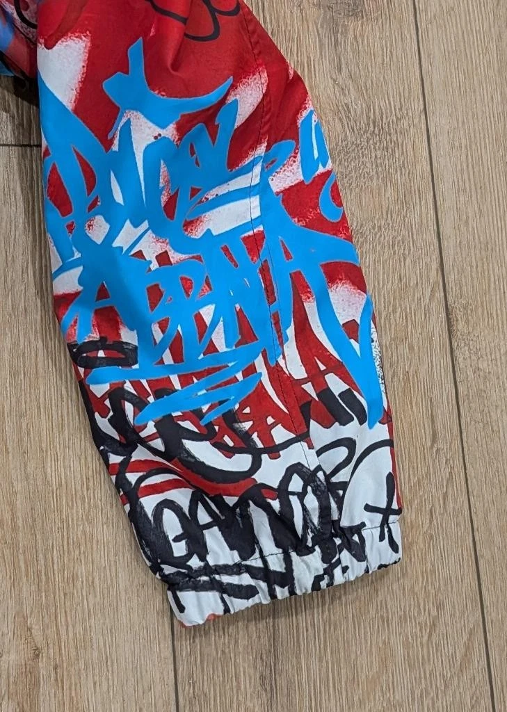 $1695 Mens Dolce Gabbana Allover Graffiti Print Windbreaker Jacket 52 US 42 - product detail image 6