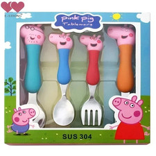 Peppa Pig Tableware & Action Doll Set – George, Mum & Dad Toy Figures for Kids