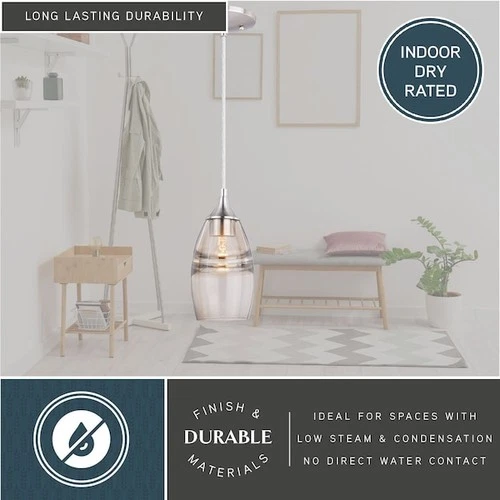 VAXCEL P0276 Milano Satin Nickel Mini Pendant Ceiling Light Amber Fog Glass - Picture 8 of 9