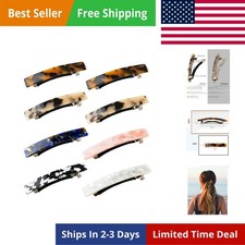 8 Pcs 3 Inch Acetate Hair Barrettes for Fine Thin Thick Hair, Tortoise Shell Cli