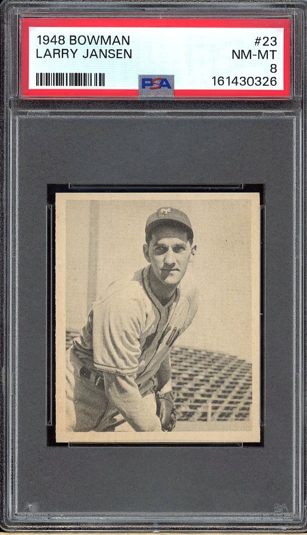 1948 Bowman 23 Larry Jansen.  PSA 8 NMMT.  (TX0326).