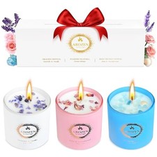 Scented Candle Gift Set for Women, 3Pack Soy Wax with Crystal Decor 3 Pack