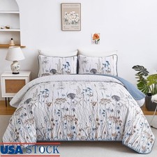 Floral Quilt Set W/ Pillowcases Lightweight All Season Bedding 96x90 Inches New