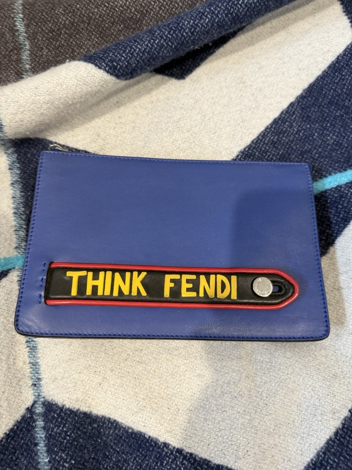 Authentic Fendi leather hand bag blue 