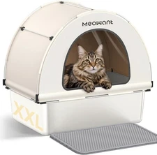MeowWongte Stainless Steel Cat Litter Box, Extra Large 3-in-1Litter Box with Lid