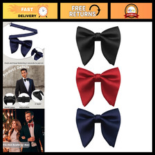 Pre-Tied Oversized Black Bow Tie for Men - Clip-On Formal Wedding Tuxedo Accesso