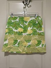 Lilly Pulitzer Hip Hop Hurray Green Yellow White Floral Lily Pads Frogs Skirt 4