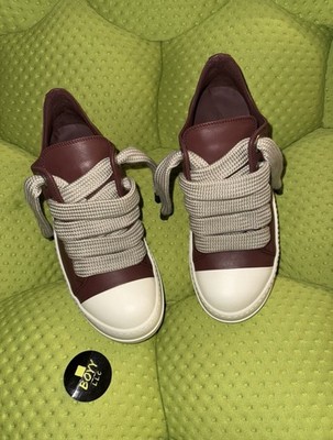 Rick Owens Jumbo Laces Low Top Sneakers Rosewood Size 8 | eBay