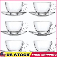 Premium Glass Tea Cups Set W/ Saucers Coffee Espresso Latte Smoothie Gifts New