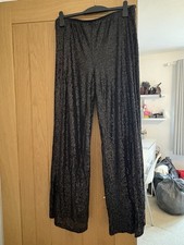 Black Sequin Leggings Trousers, Size 12-14