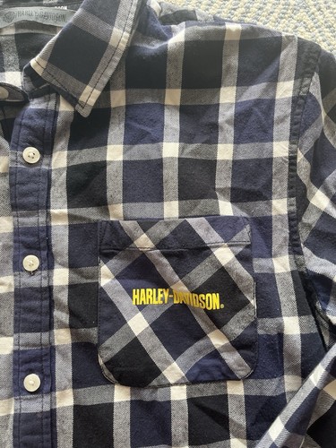 Chemise boutonnée en flanelle manches longues Harley Davidson - Bleu/Noir/Blanc - Large - Photo 4/6