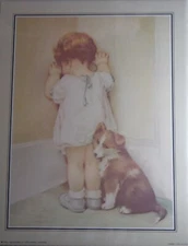 Vintage 1985 Print Of Besse Pease Gutmann In Disgrace Girl and Dog 11"x14”