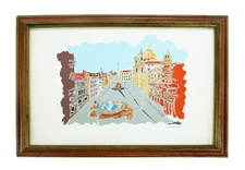 Piazza Navona,  A Gouache on Board, 1985 Artist Signed