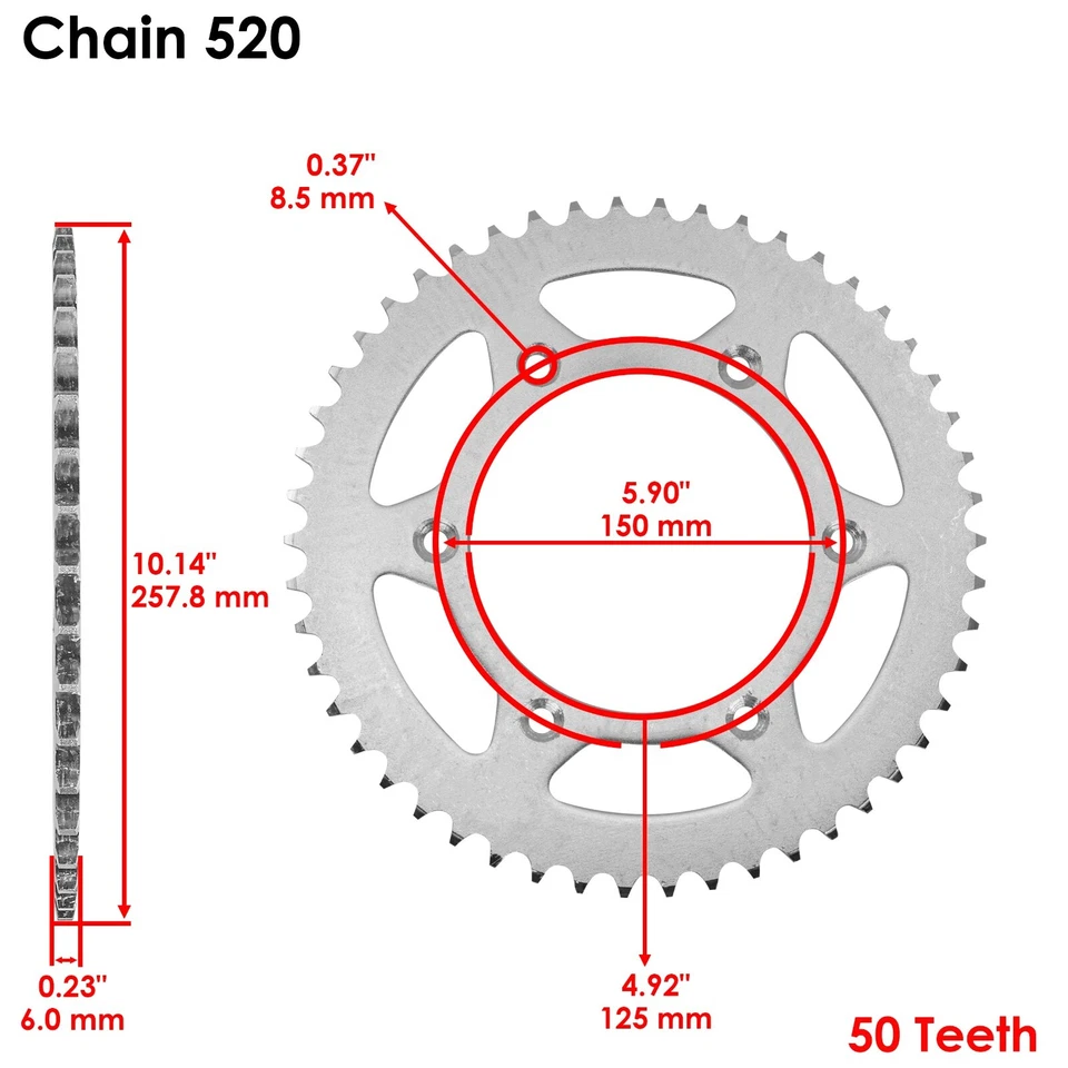 Kit de cadena de transmisión y piñones para KTM 125 Sx Motocross 1993 1994 1995 1996-2015 Foto 4 de 4