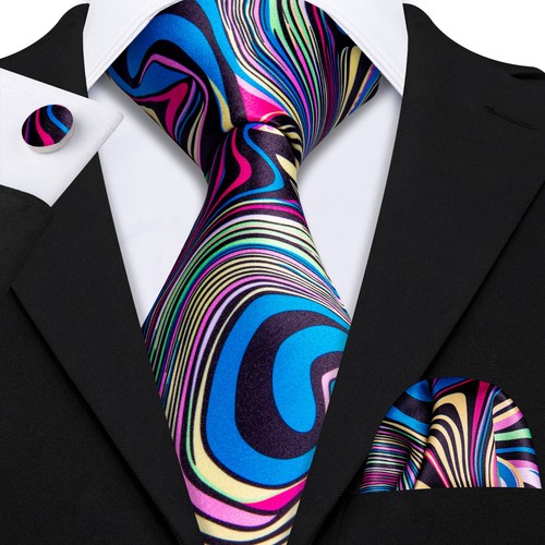 200 Color Mens Ties Paisley Striped Floral Solid Silk Tie Necktie Set Wedding - Imagen 230 de 246