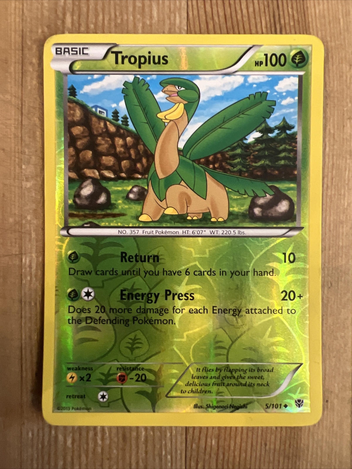Pokemon TCG Tropius 5/101 Reverse Holo Uncommon BW Plasma Blast LP