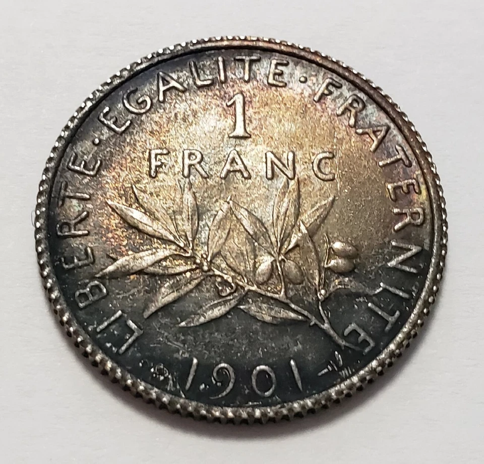 Francia 1901 1 franco - KM844.1 - AU++/MS - tonificación colorida - SKU-F6599 Foto 4 de 4