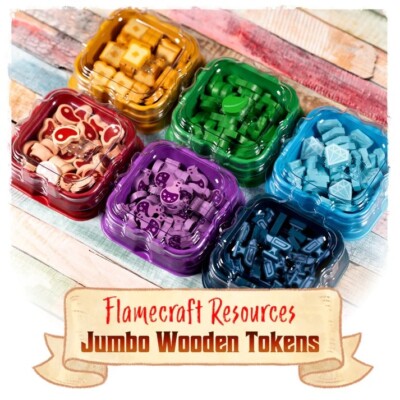 Flamecraft: Jumbo Wooden Tokens, 210 größere Holzressourcen inkl. Game Trays