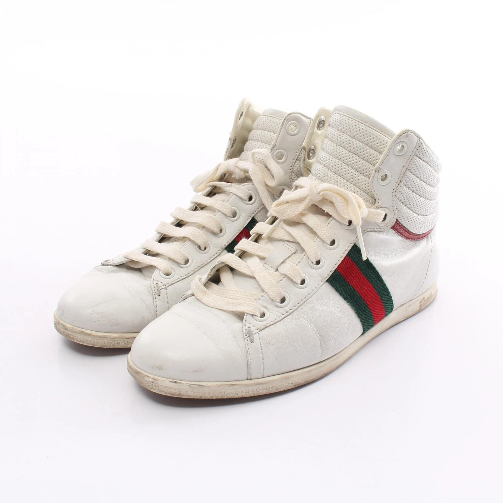 GUCCI Sherry Line baskets chaussures à lacets #34,5 cuir blanc paillis couleur d'occasion