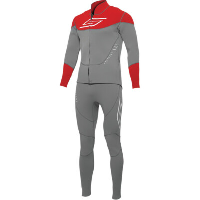 SLIPPERY ''BREAKER JOHN & JACKET'' FULL WETSUIT CHARCOAL/RED - PICK MEN'S SIZE