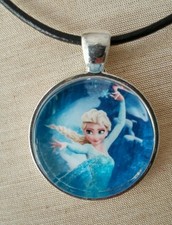 "ELSA" Disney's Frozen. Glass Pendant with Leather Necklace