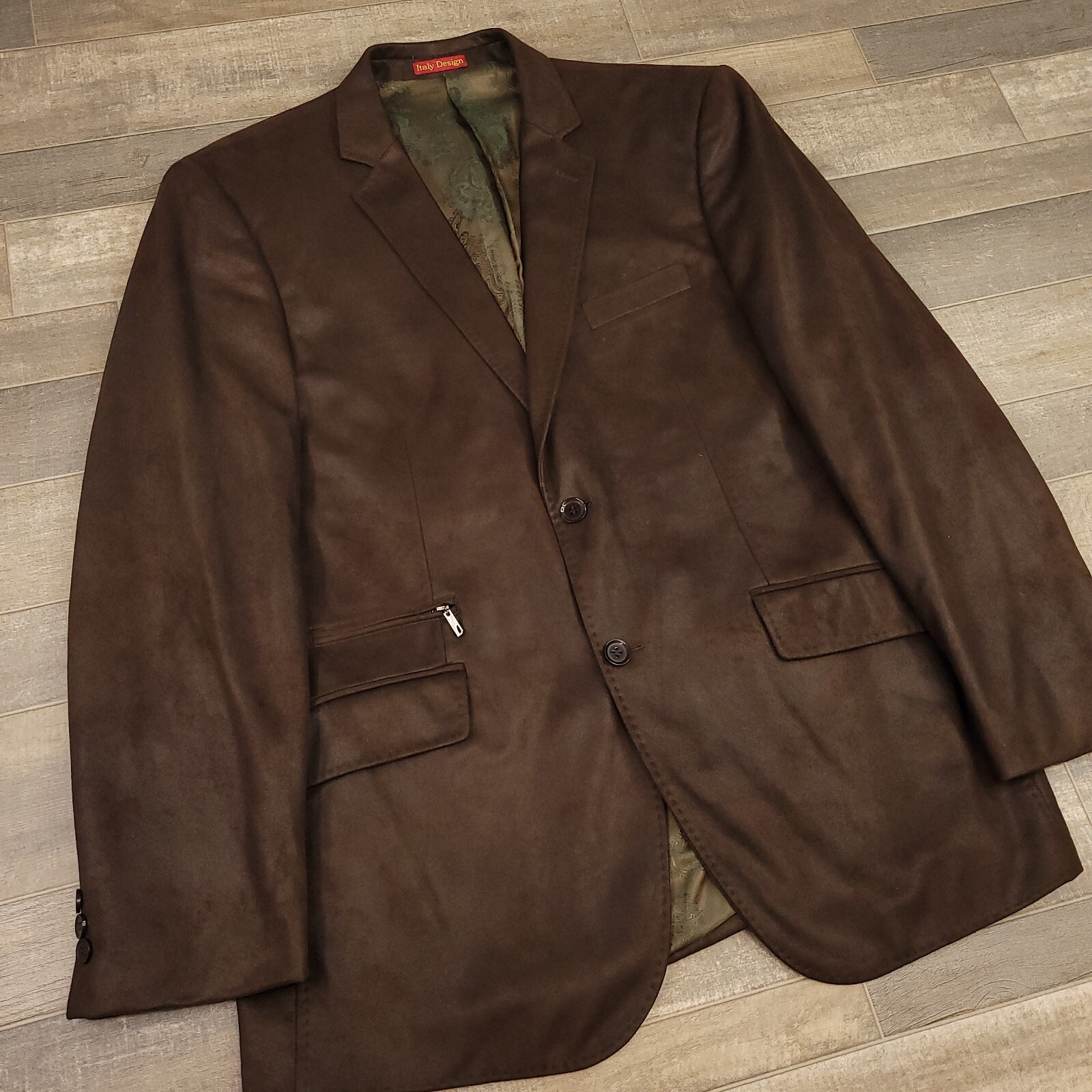 Mantoni Blazer Mens Large Brown Faux Leather Sport Coat 2 Button Casual