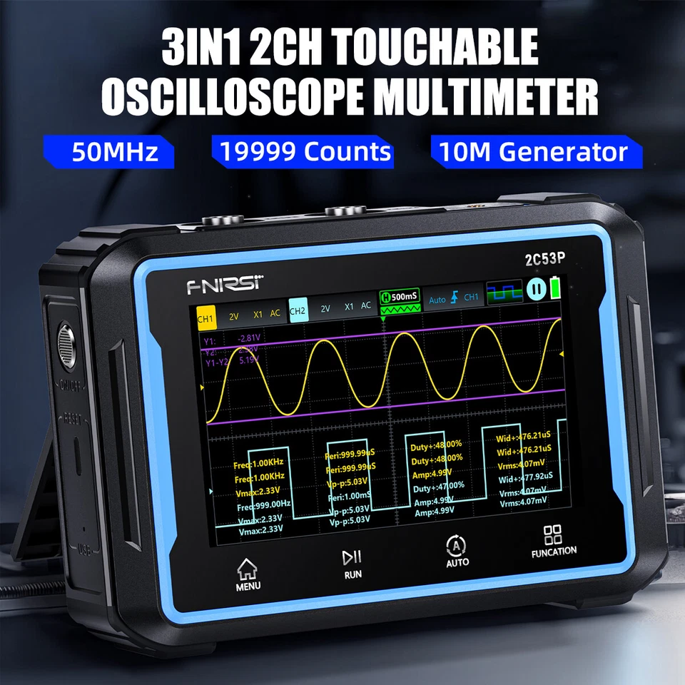 3-in-1 Automotive Oscilloscope DDS Signal Generator Multimeter 50MHz 250MS/s - Image 2 of 4