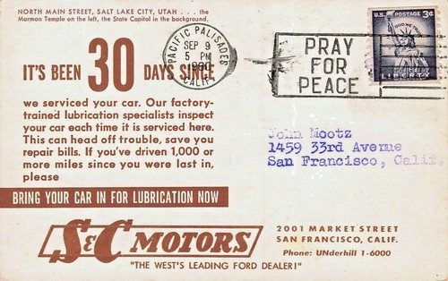 San Francisco ~ S & C MOTORS-WEST'S Führende Ford Dealer ~ 1960 Auto Service