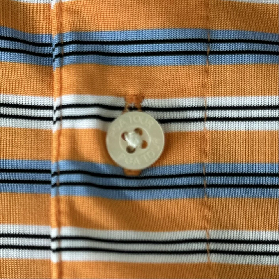 Paquete de 2 camisas de golf polo Pebble Beach Performance PGA Tour talla XXL rayas anaranjadas Foto 4 de 4