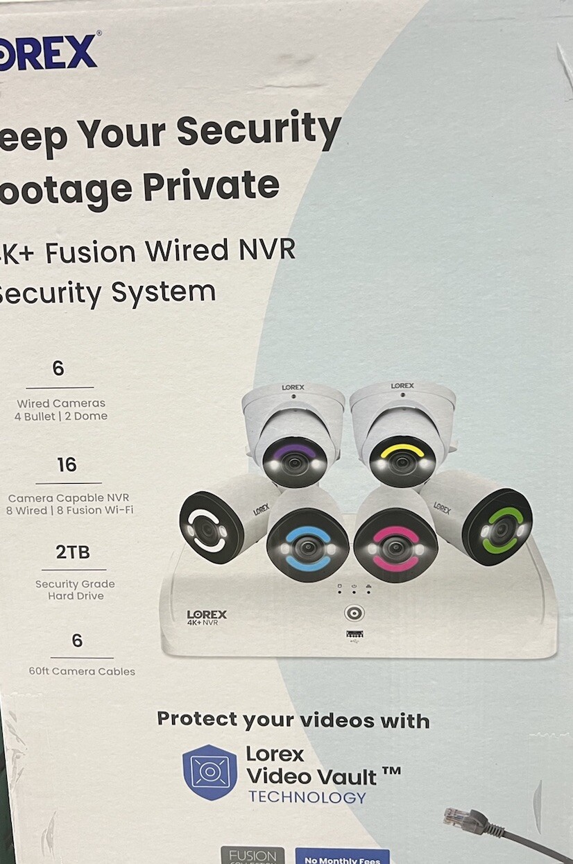 Lorex 4K+ UHD 12MP Wired Security Camera System 6 Cameras 16 Channel 2TB NVR